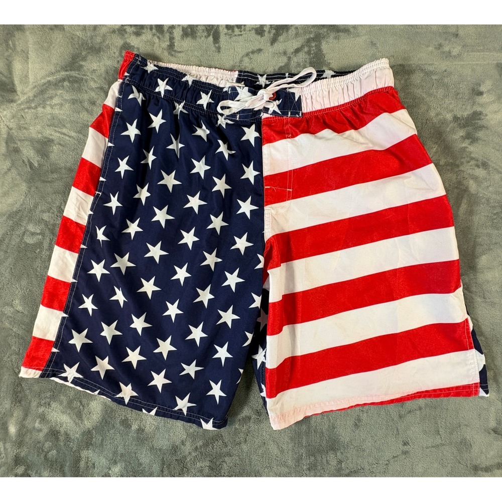 Originals Mens American Flag Swim Trunks XL Red White Blue Stars and Stripes